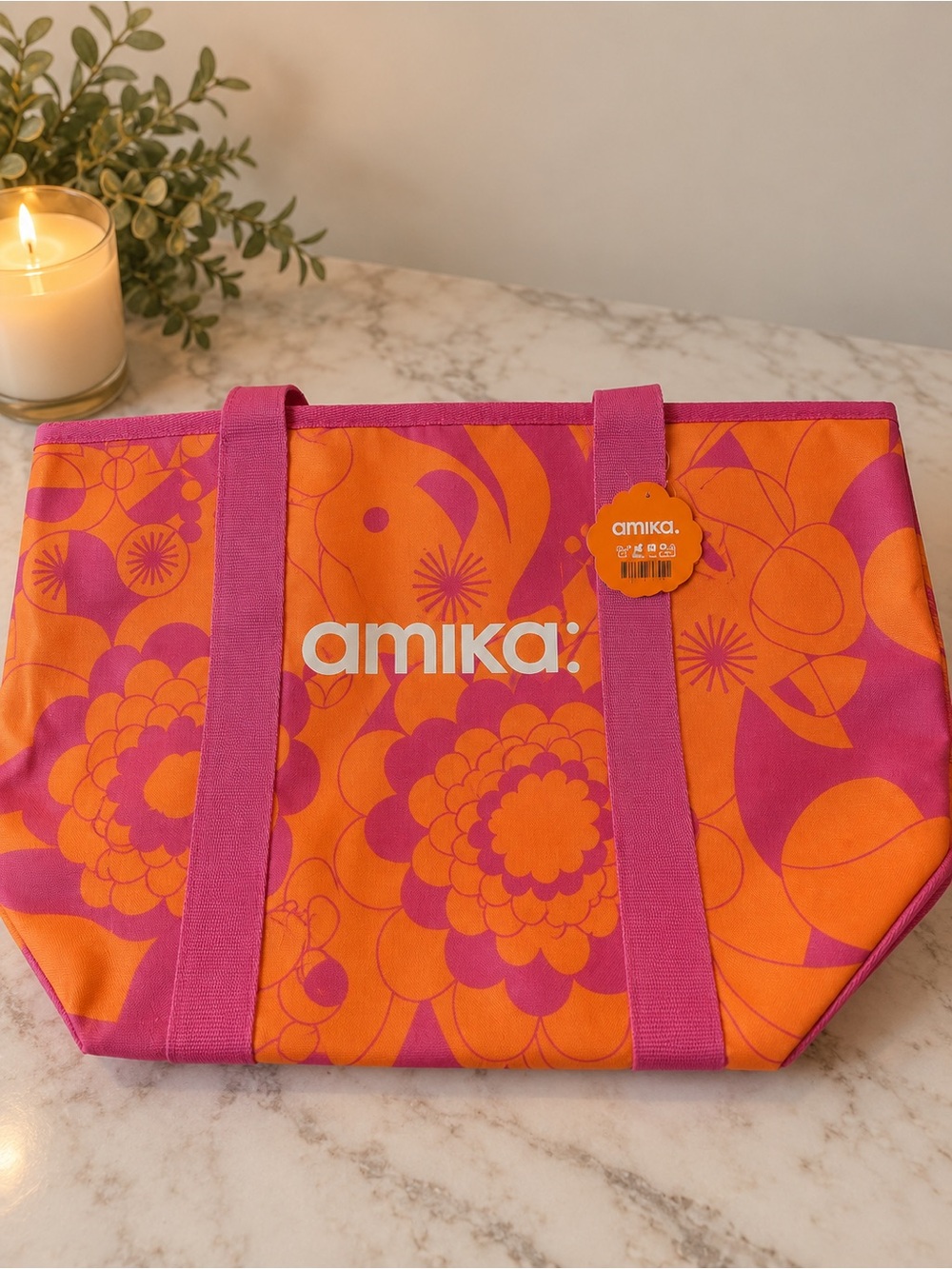 NEW Amika Oversized Weekender Bag – Huge Pink & Orange Floral Tote